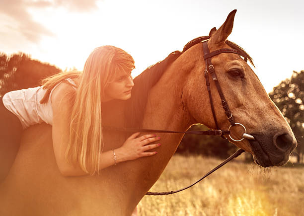 istock Young woman riding a horse in nature 477525714