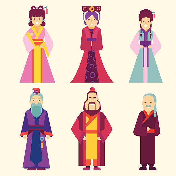 Chinese people vector art illustration