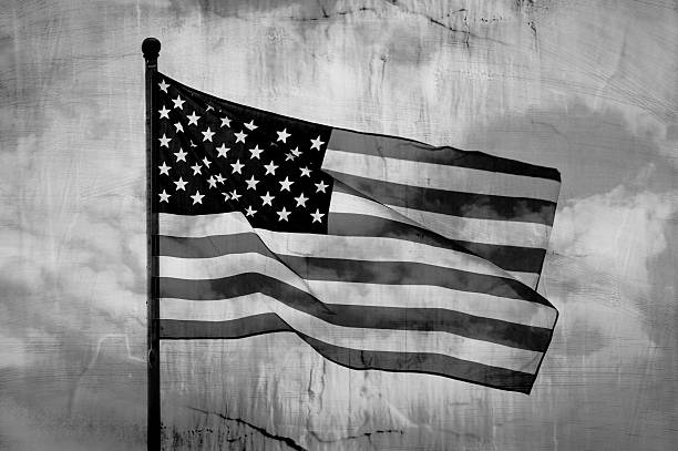istock Abstract American flag waving on flagpole 477528920