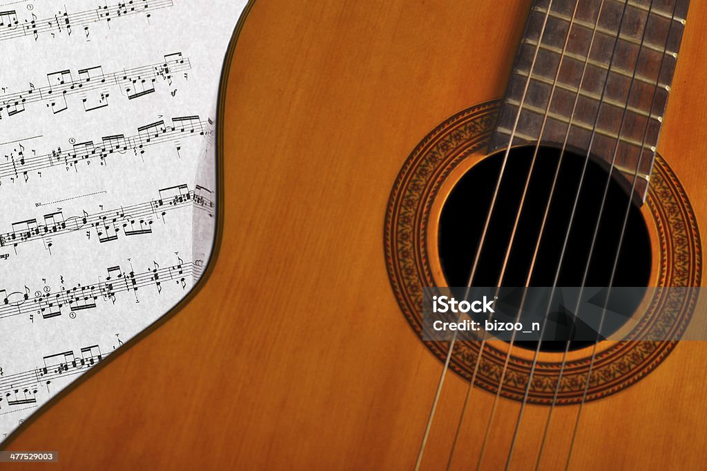 Klassische Gitarre und Noten - Lizenzfrei Akkord Stock-Foto