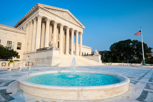 The Supreme Court in downtown Washington DC on a sunny Spring day.