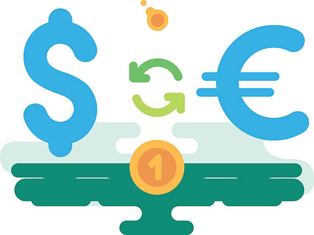 доллар, евро валюты - investment finance frequency blue stock illustrations