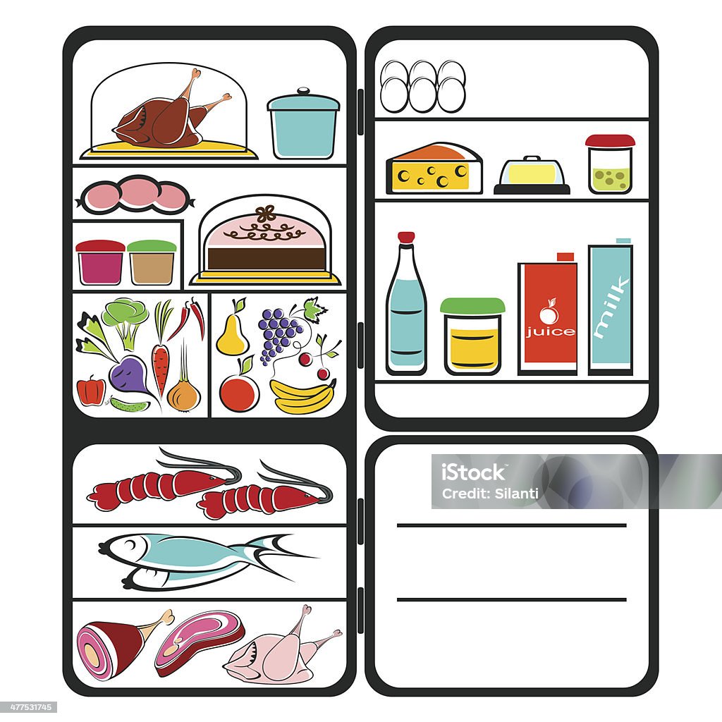 Réfrigérateur avec cuisine - clipart vectoriel de Aliment libre de droits