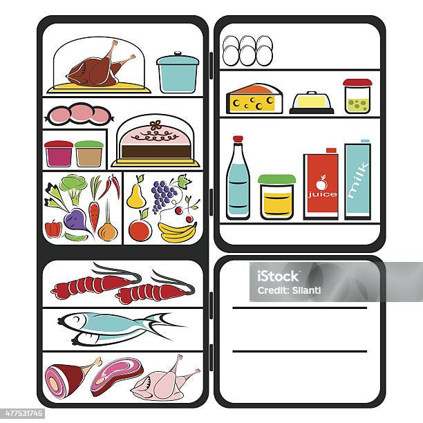 Réfrigérateur Avec Cuisine Vecteurs libres de droits et plus d'images vectorielles de Aliment - Aliment, Aliment préparé en filet, Baie - Partie d'une plante