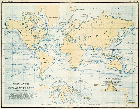 Chart of the world showing the forms and directions of the ocean currents