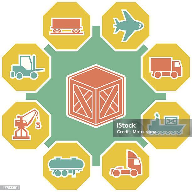 Płaski Koncepcja Logistyki I Transportu - Stockowe grafiki wektorowe i więcej obrazów Abstrakcja - Abstrakcja, Aplikacja mobilna, Biznes