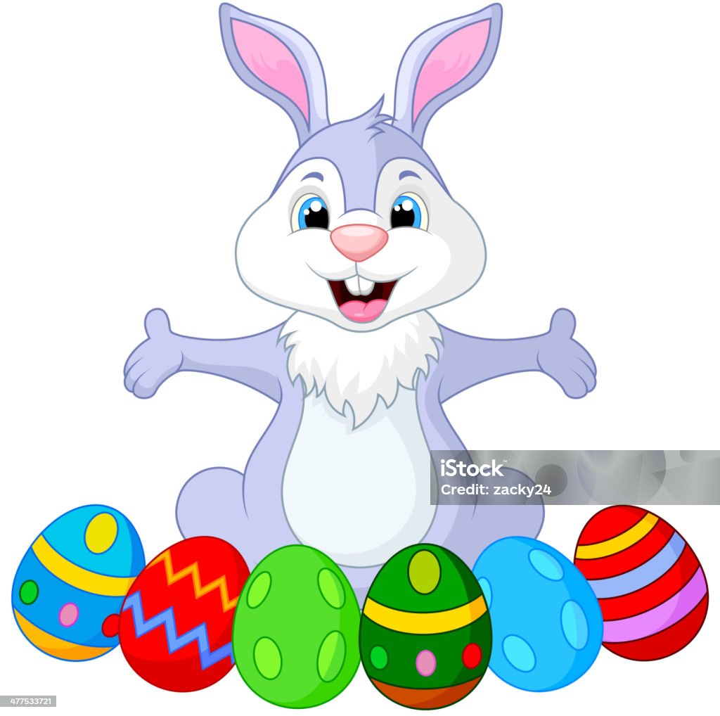 Easter funny rabbit with eggs Vector illustration of Easter funny rabbit with eggs  Easter Bunny stock vector