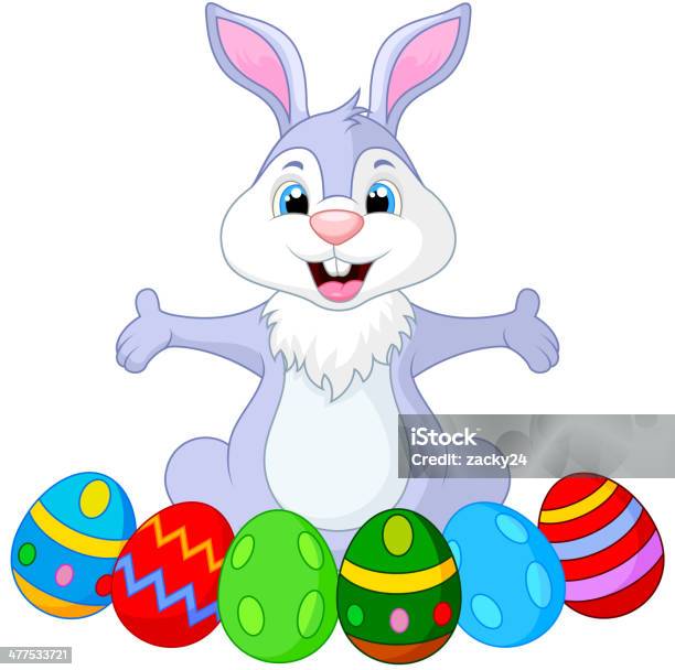 Easter Funny Rabbit With Eggs Stock Illustration - Download Image Now - Easter Bunny, Animal, Animal Body Part