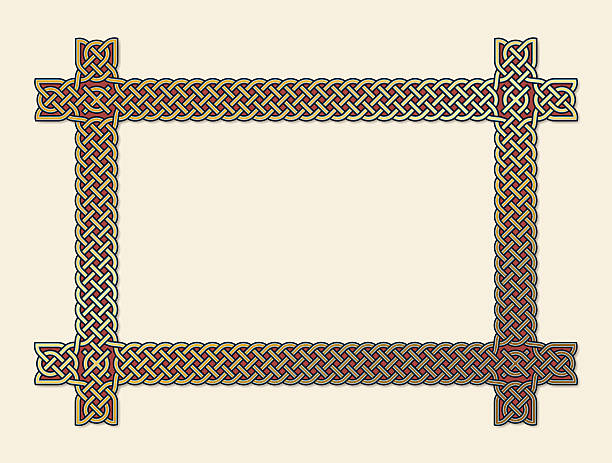 golden кельтским узлом frame element - celtic style celtic culture tied knot pattern stock illustrations