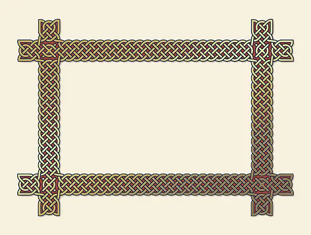Vector illustration of Golden Celtic knot frame element