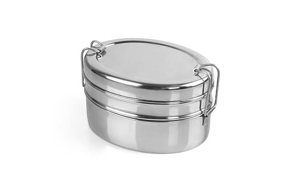 tiffin de aço inoxidável - lunch box lunch box metal imagens e fotografias de stock