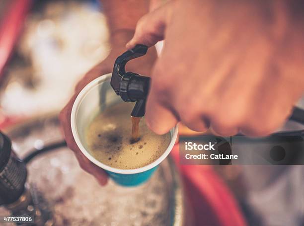 Filling A Cup With Beer From A Keg Summer Party Stock Photo - Download Image Now - Keg, Auto Post Production Filter, Beer - Alcohol