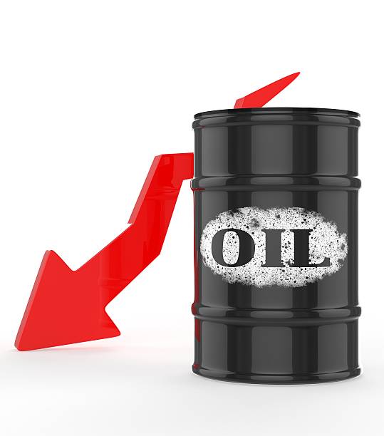 istock Oil Barrels with Red Arrow down. Financial crisis 477539982