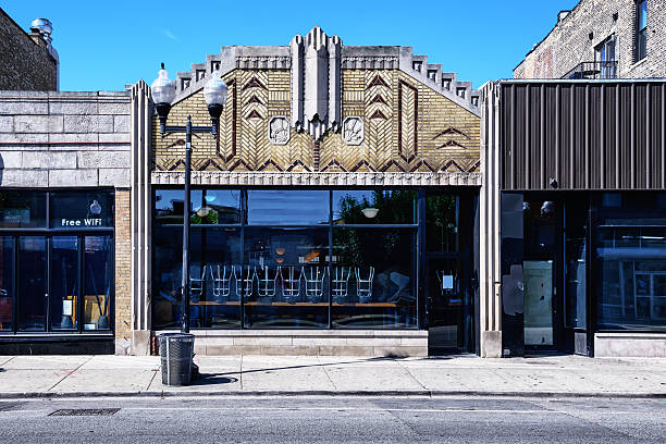 бар с затейливыми в стиле арт-деко, чикаго - west facade стоковые фото и изображения