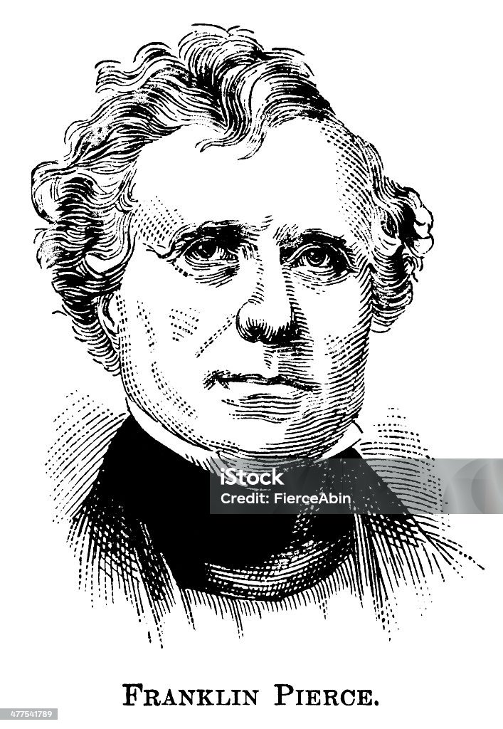 Franklin Pierce - Antique Engraved Portrait Antique engraved portrait of Franklin Pierce (1804-1869), the 14th President of the United States. Antique stock illustration