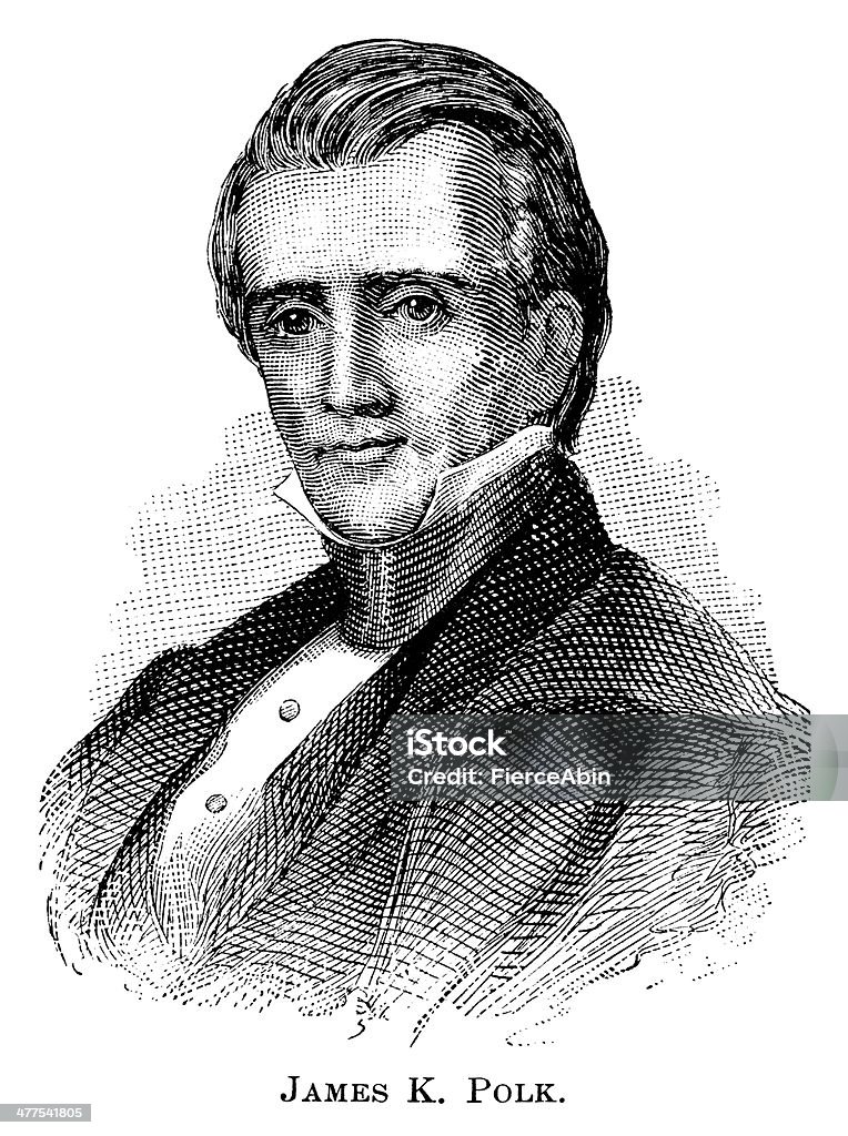 James K. Polk-Antiguidade gravado Retrato - Royalty-free James Knox Polk Ilustração de stock