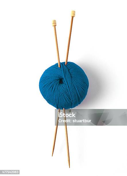 Blue Ball Of Wool Stock Photo - Download Image Now - Knitting Needle, Knitting, Ball Of Wool