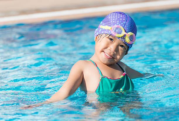 istock Little cute Asian girl on bikini suit 477542808