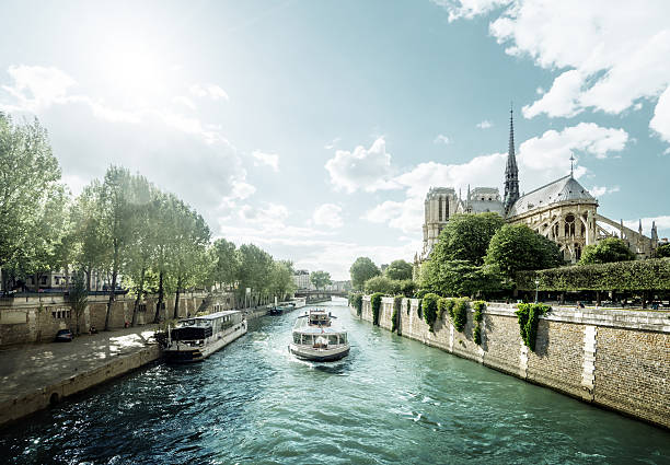 Seine and Notre Dame de Paris, Paris, France stock photo