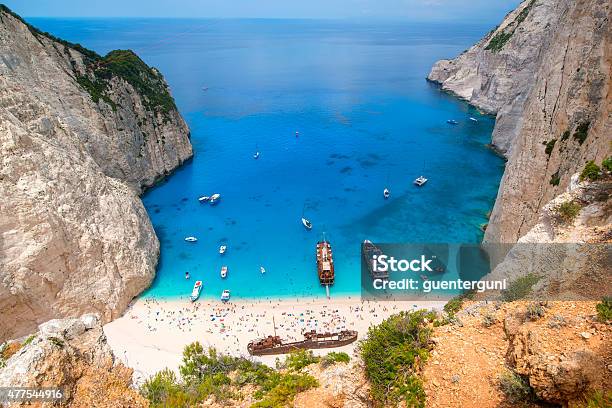 Shipwreck In The Famous Navagio Bay Zakynthos Island Greece Stock Photo - Download Image Now