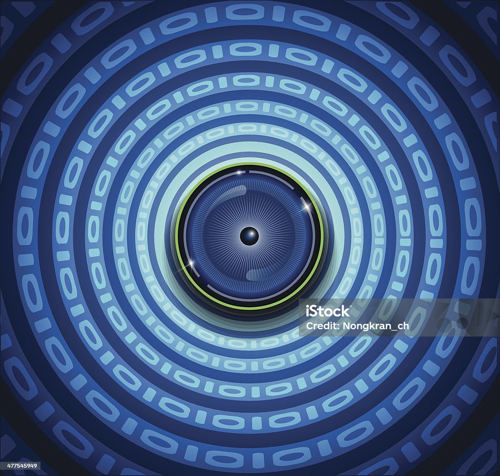Spyware Eyeball- Globo Ocular em Código binário - Vetor de Abstrato royalty-free