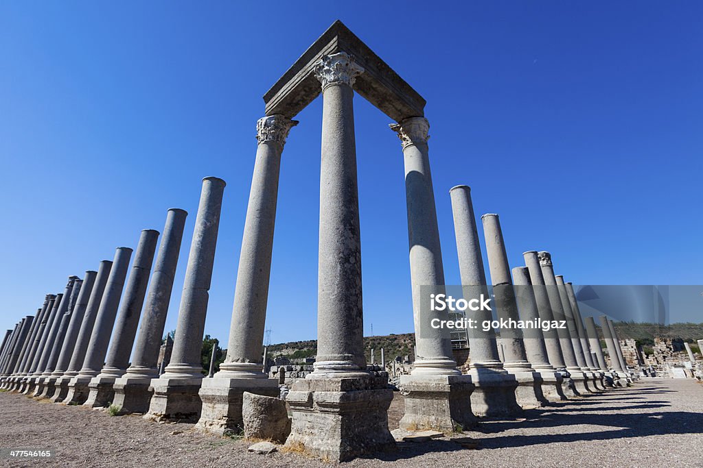 Columns of Agora in Archaic Perge. Columns in Archaic Perge Antalya - Turkey. Perge Stock Photo