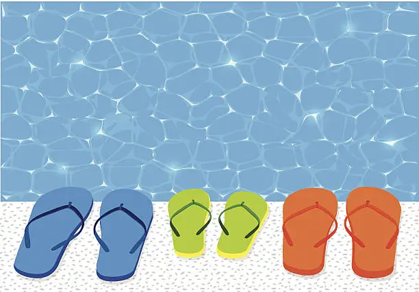 Vector illustration of Flip Flops And Swimming Pool