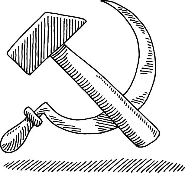 Vector illustration of Hammer And Sickle Symbol Drawing