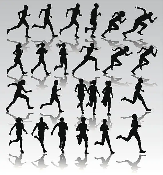 Vector illustration of Runners, Joggers, Sprinters - Male and Female