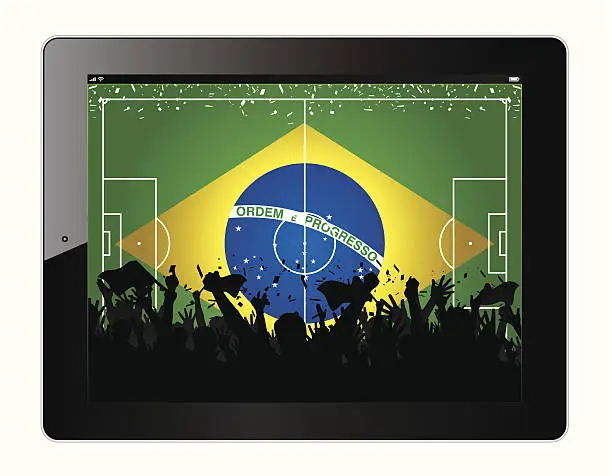 Vector illustration of Tablet with soccer theme