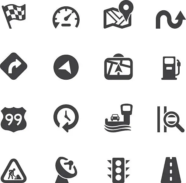 Vector illustration of Map and Navigation Silhouette icons