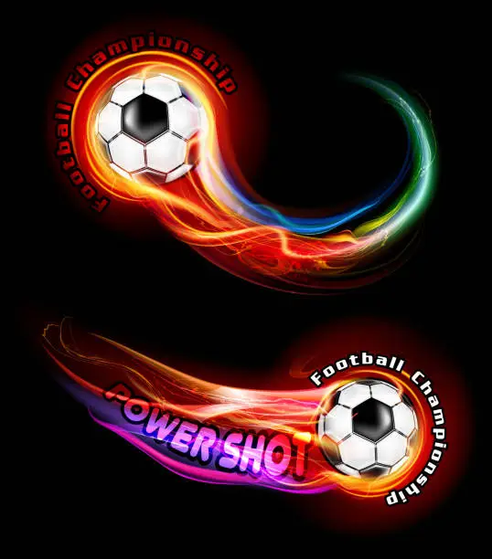 Vector illustration of Fire shot soccer ball