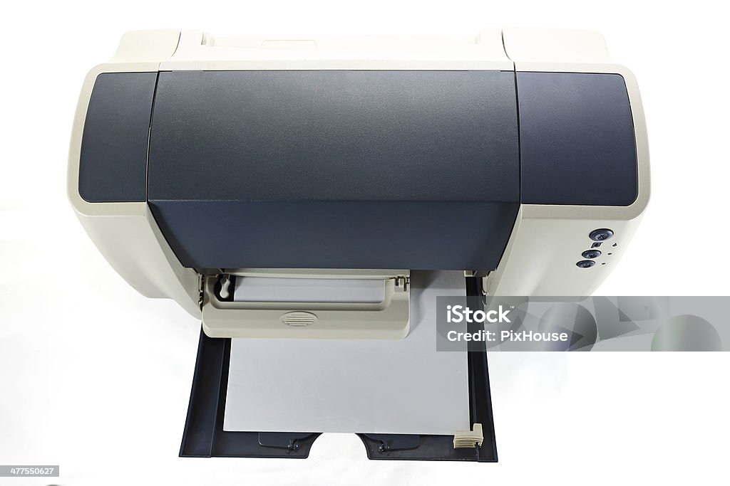 Inkjet Printer Inkjet computer printer isolated on white. Business Stock Photo