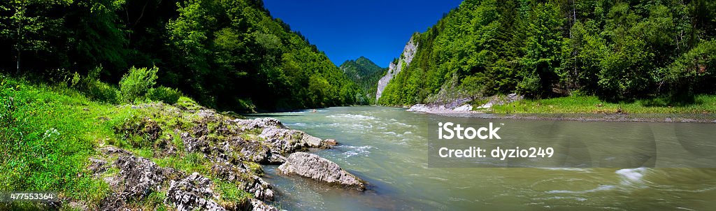 Panoramic view of the Dunajec river in the Pieniny mountain Panoramic image of the river in the Pieniny National Park 2015 Stock Photo