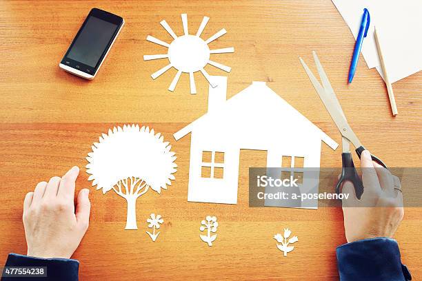 Woman Dreaming About Big House In Countryside Stock Photo - Download Image Now - 2015, Adult, Aspirations