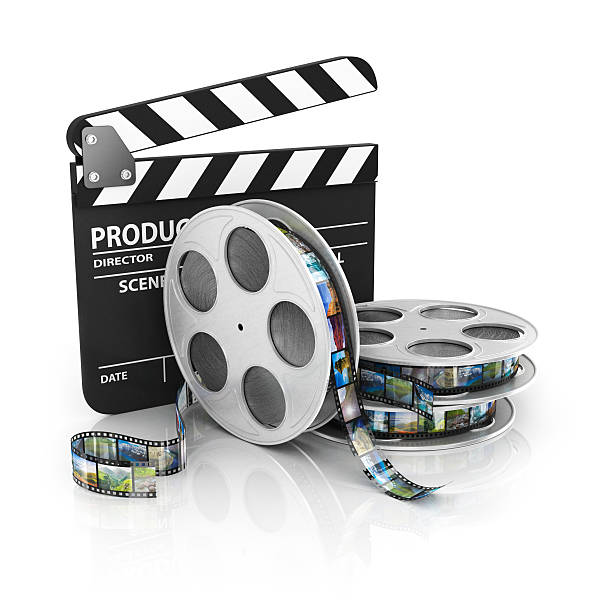 Film and Clapper board - video icon Film and Clapper board - video icon spool photos stock pictures, royalty-free photos & images