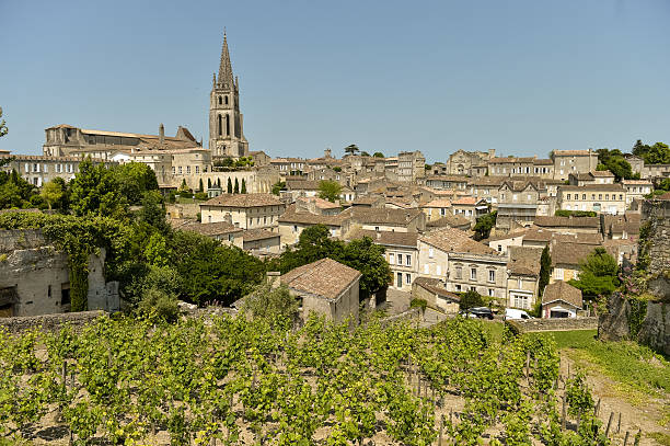 Saint-Emilion, France-07 31 2019:people walking in a narrow street of the world famous medieval town of Saint-Émilion, wich is a commune in the Gironde department in Nouvelle-Aquitaine in south-western France.Saint-Émilion is one of the principal red wine areas of Bordeaux along with the Médoc, Graves and Pomerol.