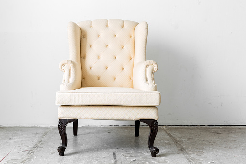 beige Retro Classic fabric style chair