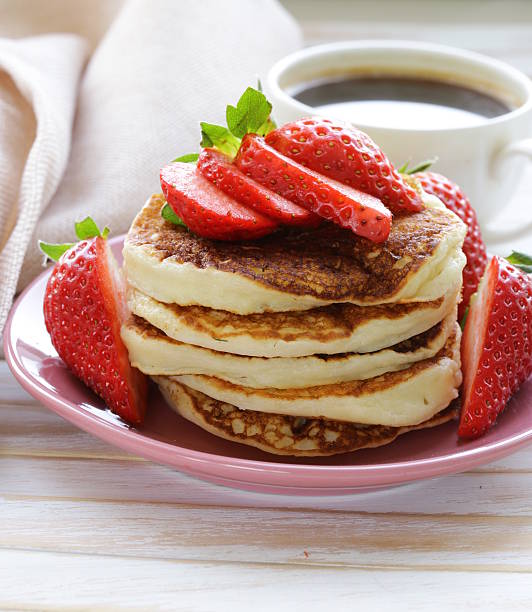 istock pancakes for breakfast with fresh strawberries 477557339