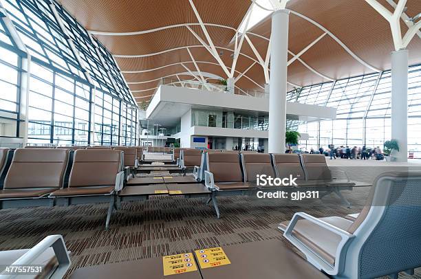 Interior Of The Airport In Pudong Shanghai China Stock Photo - Download Image Now - Abstract, Airport, Airport Departure Area