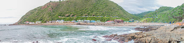 Panorama of Victoria Bay George, South Africa - January 4, 2015: Unidentified people, holiday homes and a caravan park at the beach at Victoria Bay  george south africa stock pictures, royalty-free photos & images