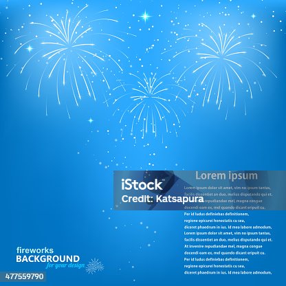 istock Celebratory fireworks on a blue background 477559790
