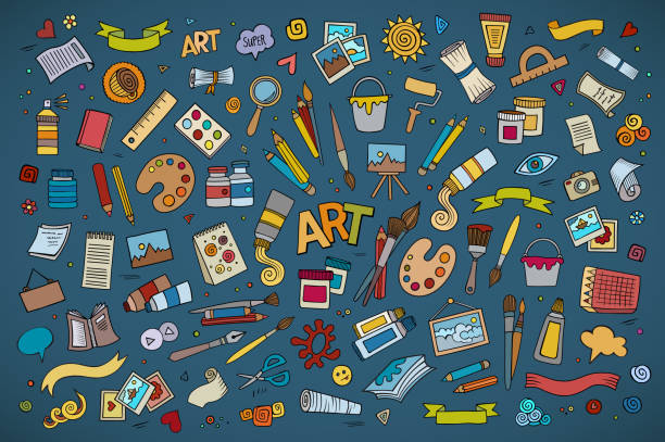 Art and craft vector symbols and objects vector art illustration