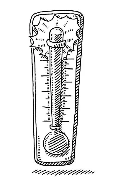 Vector illustration of Hot Temperature On Thermometer Drawing