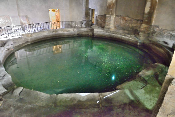 Ancient spa pool in the city of Bath stock photo