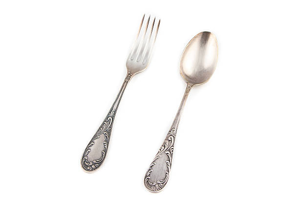 istock Photo of antiquarian silver fork and spoon 477561808