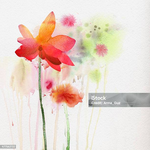 Watercolor Painting Natural Background Stock Illustration - Download Image Now - 2015, Affectionate, Blossom