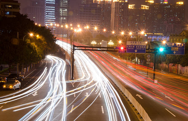 istock Big city road car lights at night 477562205