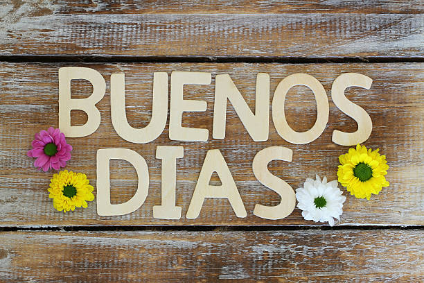 istock Buenos Dias (Good morning in Spanish) written with wooden letters 477562736