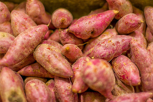 Sweet potatoes texture background stock photo
